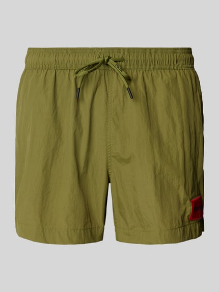 HUGO Regular Fit Badehose mit Label-Patch Modell 'DOMINICA' Khaki 1