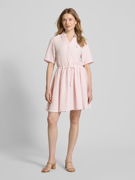Tommy Hilfiger Sukienka koszulowa dopasowana z czystego lnu Różowy 1