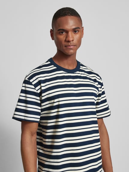 Anerkjendt T-Shirt mit Streifenmuster Modell 'AKKIKKI' Dunkelblau 3