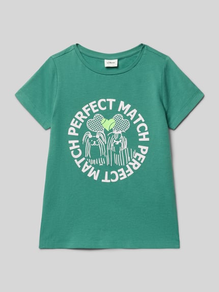 s.Oliver RED LABEL regular fit T-shirt van puur katoen Groen - 1