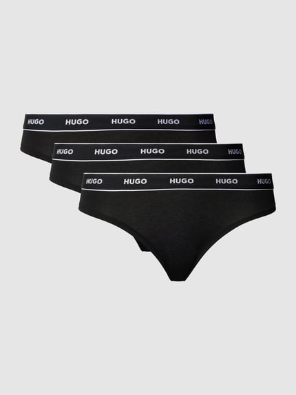 HUGO Stringi z paskiem z logo w zestaw 3 szt. Czarny 2