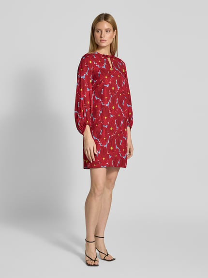 Luisa Cerano Tunicajurk van viscose met keyhole-halslijn Donkerrood - 1