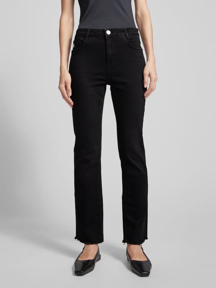 Goldgarn Slim fit jeans met franjes, model 'LINDENHOF' Zwart - 4