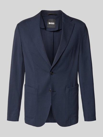 Produktfoto, Slim Fit Anzugsakko aus Woll-Mix Modell 'P-HANRY-WG-PK' von BOSS in Dunkelblau, Optik: Unifarben, feine Struktur, aufgesetzte Eingrifftaschen, Innentasche, Passform Slim-Fit, Doppelschlitz, Material Woll-Mix