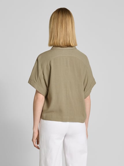 Selected Relaxed fit blouse van een mix van viscose en linnen, model 'VIVA' Olijfgroen - 5