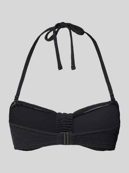 Produktfoto, Bikini-Oberteil in Bandeau-Form mit Strukturmuster von Jake*s Casual, czarny, teksturowany materiał z domieszką stretchu, dopasowany fason