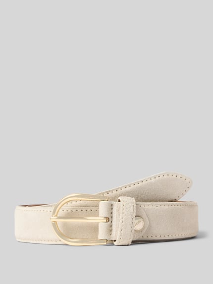 Vanzetti Ledergürtel mit Dornschließe und Label-Detail Offwhite 1