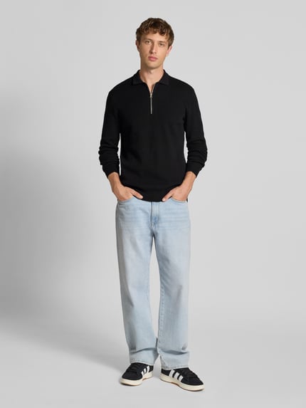 ONLY & SONS Regular fit gebreide pullover van katoenmix, model 'PHIL' Zwart - 1