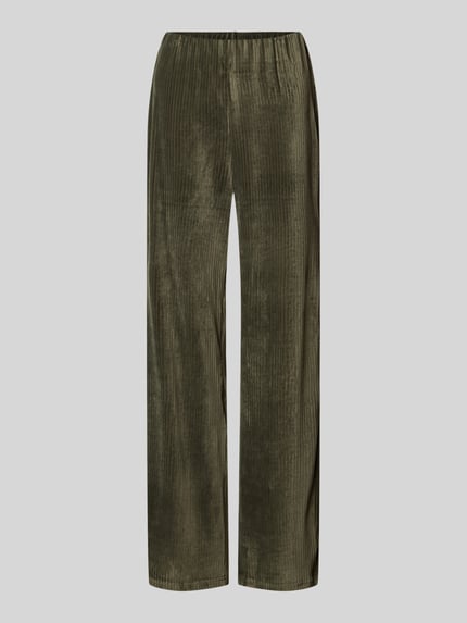 Produktfoto, groene stoffen broek met elastische band van Materiaalmix met stretch, wide leg fit, Model 'In44a' van ZABAIONE, binnenbeenlengte maat S 83 cm, bandwijdte 38 cm