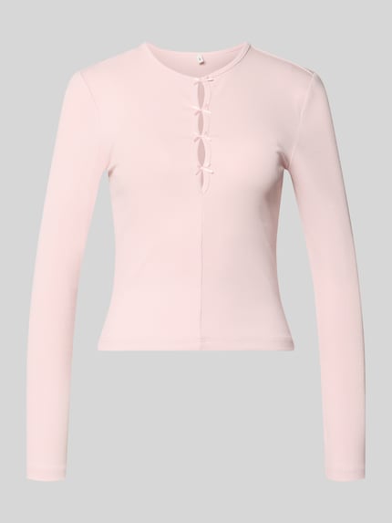ONLY Slim Fit Langarmshirt aus Baumwoll-Mix Modell 'FEMKE' Rosa 2