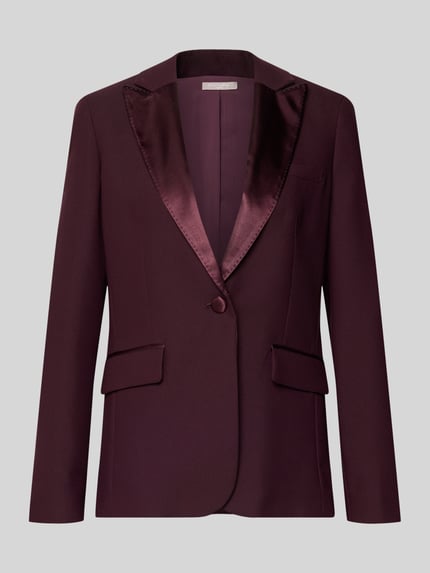 Produktfoto, Slim Fit Blazer mit Pattentaschen von Christian Berg Cocktail in Dunkelrot mit Reverskragen, glatter Stoff, Ein-Knopfverschluss