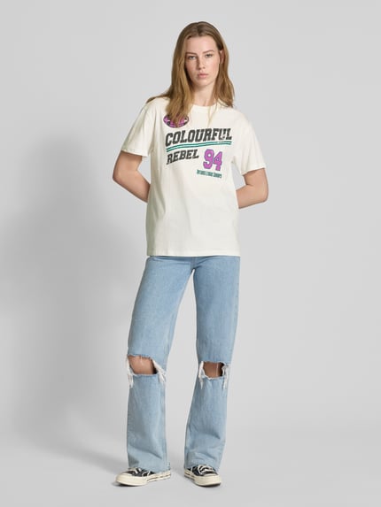 Colourful Rebel Loose fit T-shirt met ronde hals Wit - 1