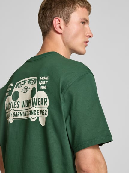 Dickies T-shirt met labelprint, model 'GORDONSVILLE' Donkergroen - 3