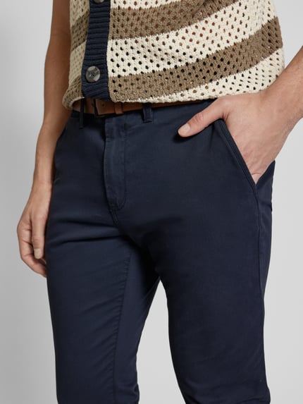 Tom Tailor Denim Slim fit chino met riem Donkerblauw - 3