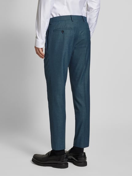 Strellson Slim fit pantalon met persplooien, model 'Kynd3' Petrol - 5