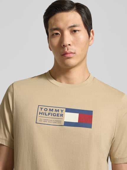 Tommy Hilfiger Regular Fit T-Shirt aus reiner Baumwolle Beige 3