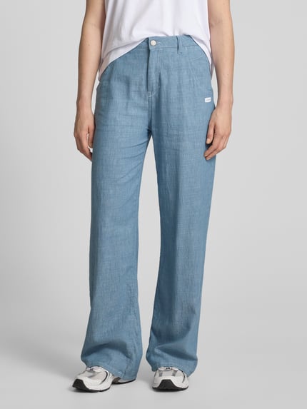 GANG Spodnie o szerokim kroju z efektem denimu model ‘Via Wide’ Jasnoniebieski 4
