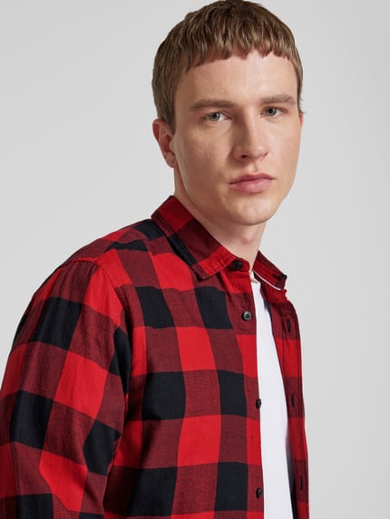 JACK & JONES Freizeithemd mit Knopfleiste Modell 'GINGHAM' Hellrot 3