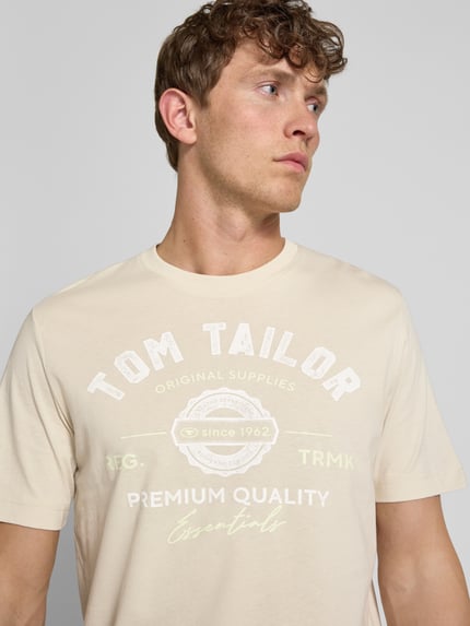 Tom Tailor Regular Fit T-Shirt aus reiner Baumwolle Sand 3