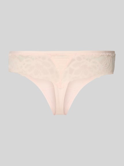 Produktfoto, stringi model 'THONG_BLOSSOM' od BOSS, efekt: jednolity kolor, aplikacja: obszycie koronką, elastyczny ściągacz, wykończenie materiału: stretch, koronka