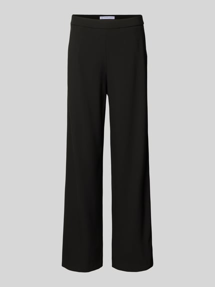 Produktfoto, Wide Leg Stoffhose mit elastischem Bund Modell 'PALINA' von Raffaello Rossi im Material-Mix mit Viskose-Anteil, Crêpe-Struktur, französische Eingrifftaschen, Gesäßtaschen, schwarz