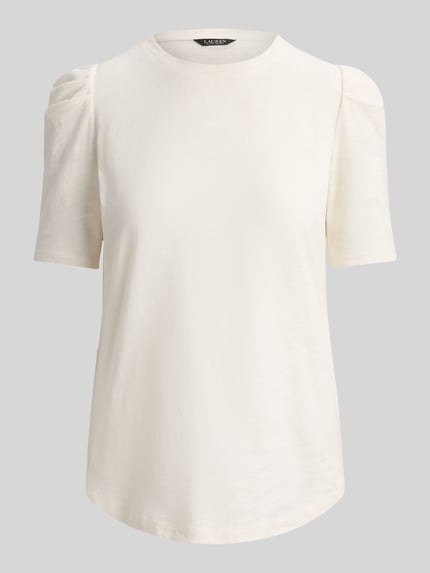 Lauren Ralph Lauren Regular Fit T-Shirt aus reiner Baumwolle Ecru 1