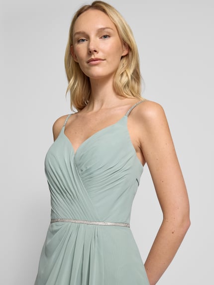 LUXUAR FASHION Knielanges Cocktailkleid mit Strasssteinbesatz Gruen 3