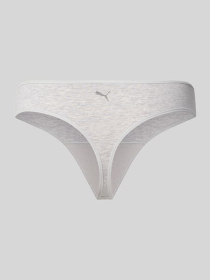 Produktfoto, lichtgrijze string van mix van katoen en modal, subtiel PUMA-logo, zachte textuur, String aus Baumwoll-Mix mit Modal-Anteil im set van 3 van PUMA, Dames String