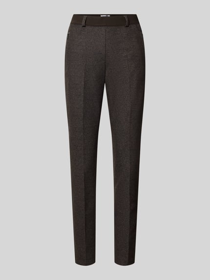 Produktfoto, Slim Fit Hose aus material-Mix mit Viskose-Anteil von Raphaela By Brax, dunkelbraun, schmale Form, feine Struktur, Damen Schmale Hose