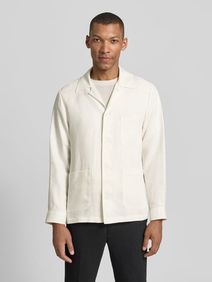 BOSS Relaxed Fit Hemdjacke aus reinem Leinen Modell 'H-CAI-K-3P-262' Weiss 4