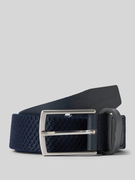 Produktfoto, Gürtel mit Dornschließe von Lloyd Men's Belts, klassisch geschnitten, dunkelblau, gewebte Textur, Breite 124 cm bei Größe 110