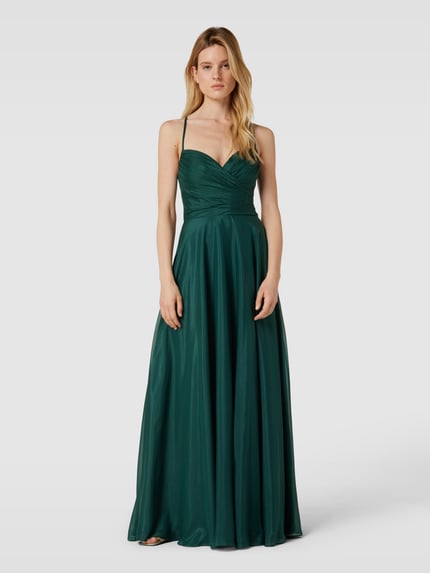 LUXUAR FASHION Avondjurk met spaghettibandjes Donkergroen - 4