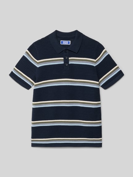 Productfoto, Regular Fit gebreid shirt model 'MAINE' van Jack & Jones, puur katoen, kinderen, knoopsluiting, ruglengte maat 140: 58 cm