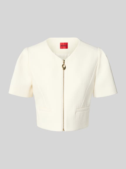HUGO Slim Fit Kurzblazer mit Viskose-Anteil Modell 'Ambelle' Offwhite 2