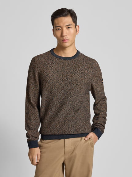 camel active Strickpullover mit Rundhalsausschnitt und Label-Details Orange 4