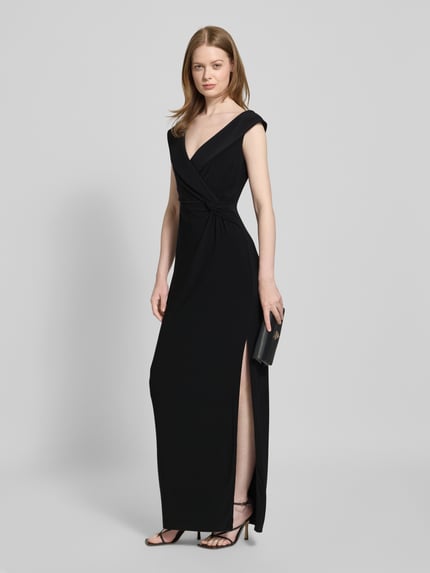 Lauren Ralph Lauren Abendkleid mit V-Ausschnitt Modell 'LEONIDAS' Black 1