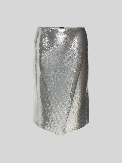 Rabanne Knie-lange rok met siersteentjes Zilver - 2