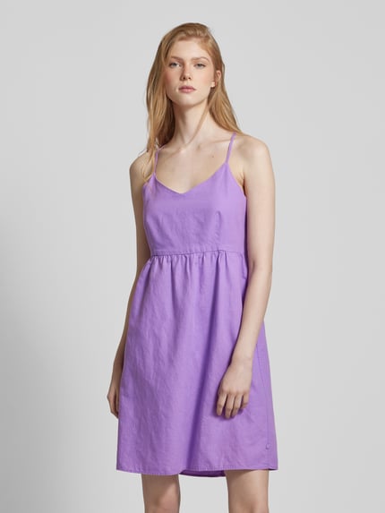 Marc O'Polo DENIM Knielanges Kleid aus Leinen-Baumwoll-Mix mit Cut Out Flieder 4