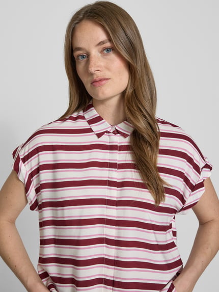 Jake*s Casual Regular Fit Bluse mit Streifenmuster Dunkelrot 3