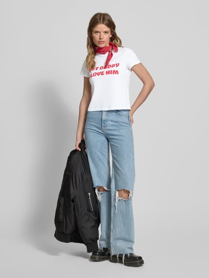 REVIEW T-Shirt mit Statement-Stitching Weiss 1
