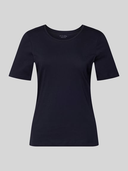 Produktfoto, T-Shirt mit Rundhalsausschnitt von Christian Berg Woman in Dunkelblau, reine Baumwolle, Regular Fit, glatte Textur, 1/2-Arm