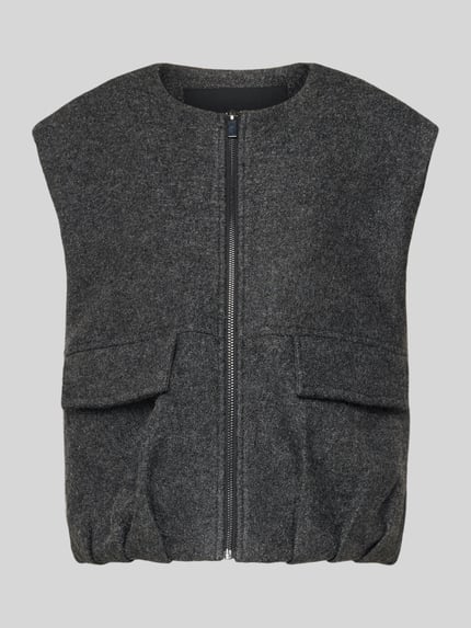 Produktfoto, donkergrijze bodywarmer met ritssluiting, klepzakken, regular fit in mix van viscose en wol, Weste met Reißverschluss Modell 'Womaya' van Opus