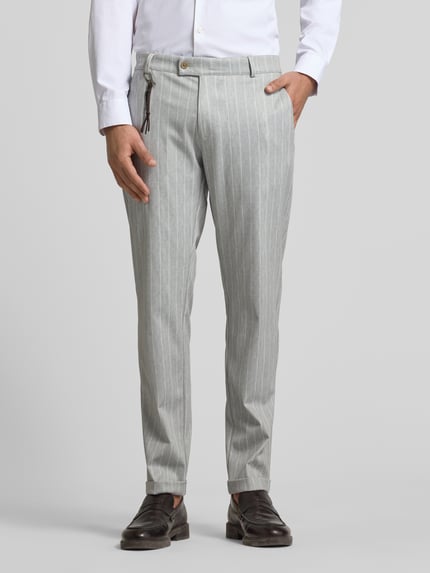 CG – CLUB of GENTS Spodnie materiałowe o kroju tapered fit z aplikacją model ‘Clow’ Limonkowy 4