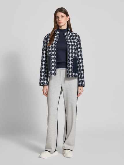Marc Cain Regular fit jack van katoenmix met opstaande kraag Marineblauw - 1