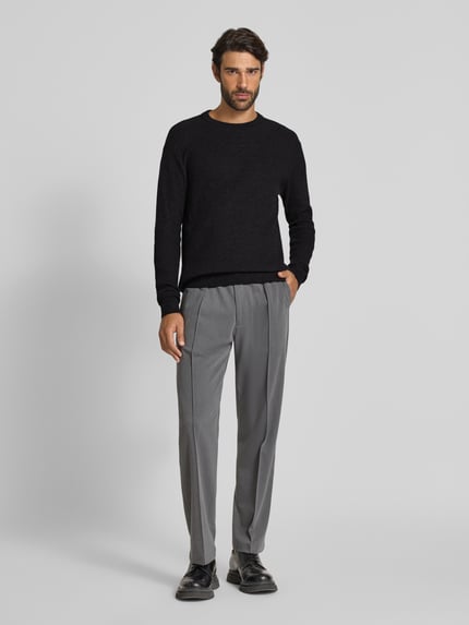 JACK & JONES Premium Sweter z dzianiny z okrągłym dekoltem model ‘REAGAN’ Antracytowy 1