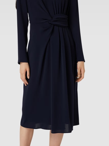 Max Mara Studio Midikleid mit V-Ausschnitt Modell 'MAMMOLA' Dunkelblau 3
