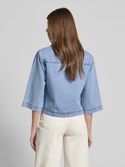 Moves Jeansbluse mit Pattentaschen Modell 'Amarie' Jeansblau 5