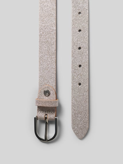 Produktfoto, Gürtel aus echtem Leder mit Glitzer von Tamaris, silberfarben, glitzernde Oberfläche, feine Struktur, Damen Gürtel
