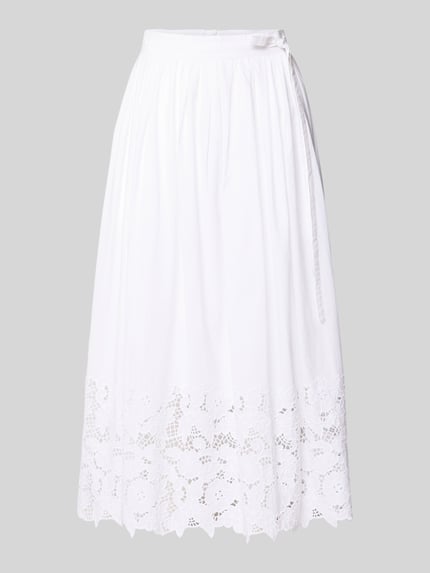 Spódnica midi z kwiatowym haftem angielskim Shop The Look MANNEQUINE