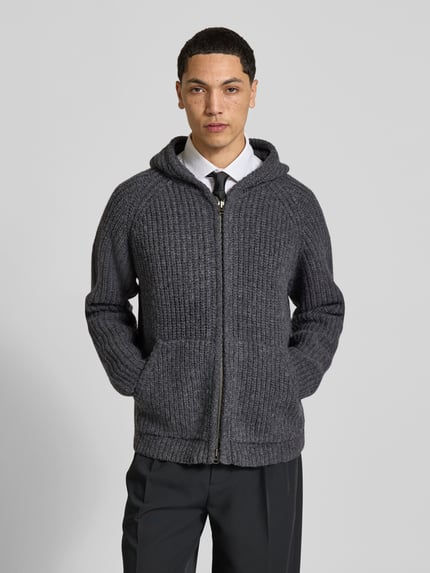 ANNARR Strickjacke aus Wolle mit Kapuze Mittelgrau 4
